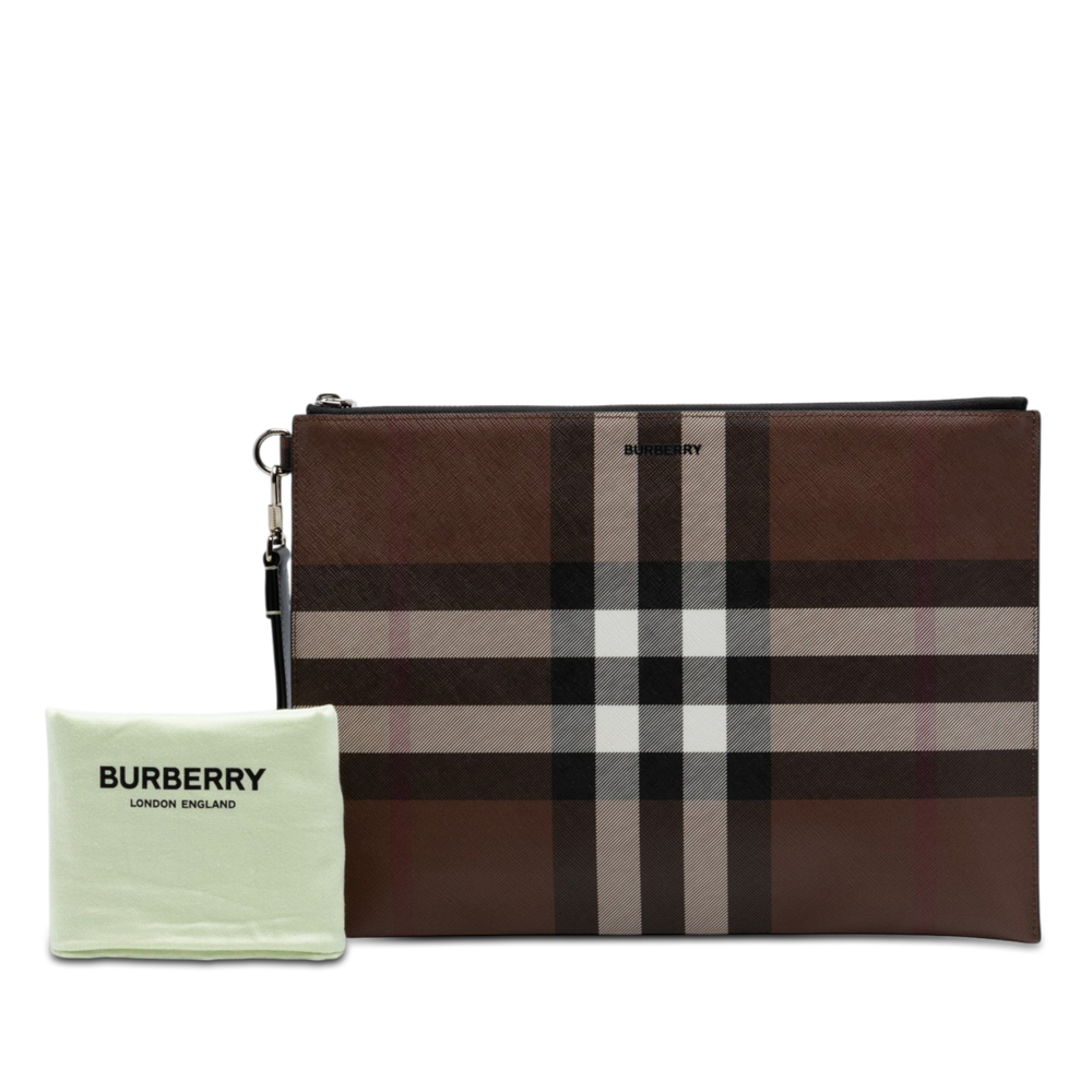 Pre-Loved Burberry Check Coated Canvas Zip Pouch - Picture 7 of 7